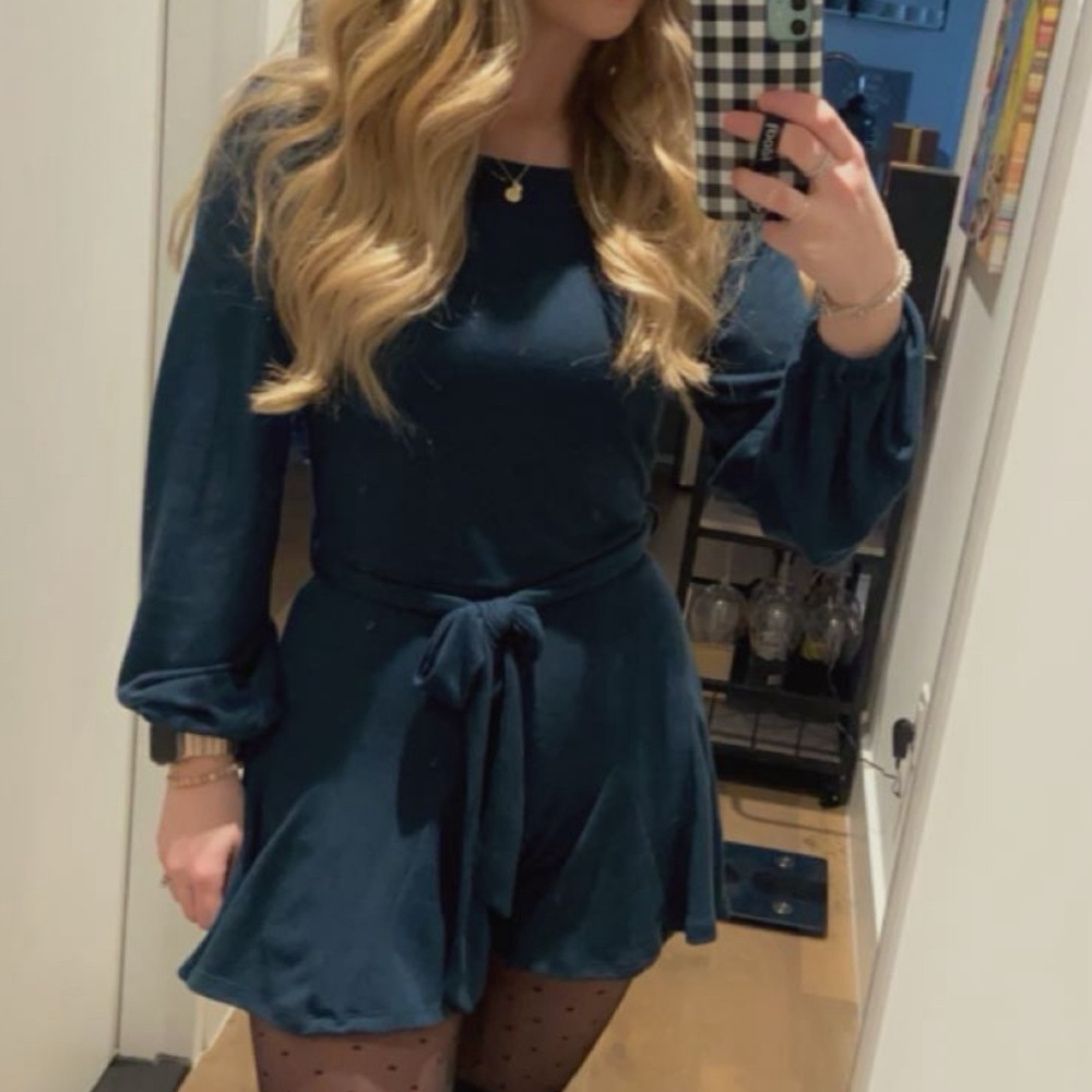 She + Sky teal romper